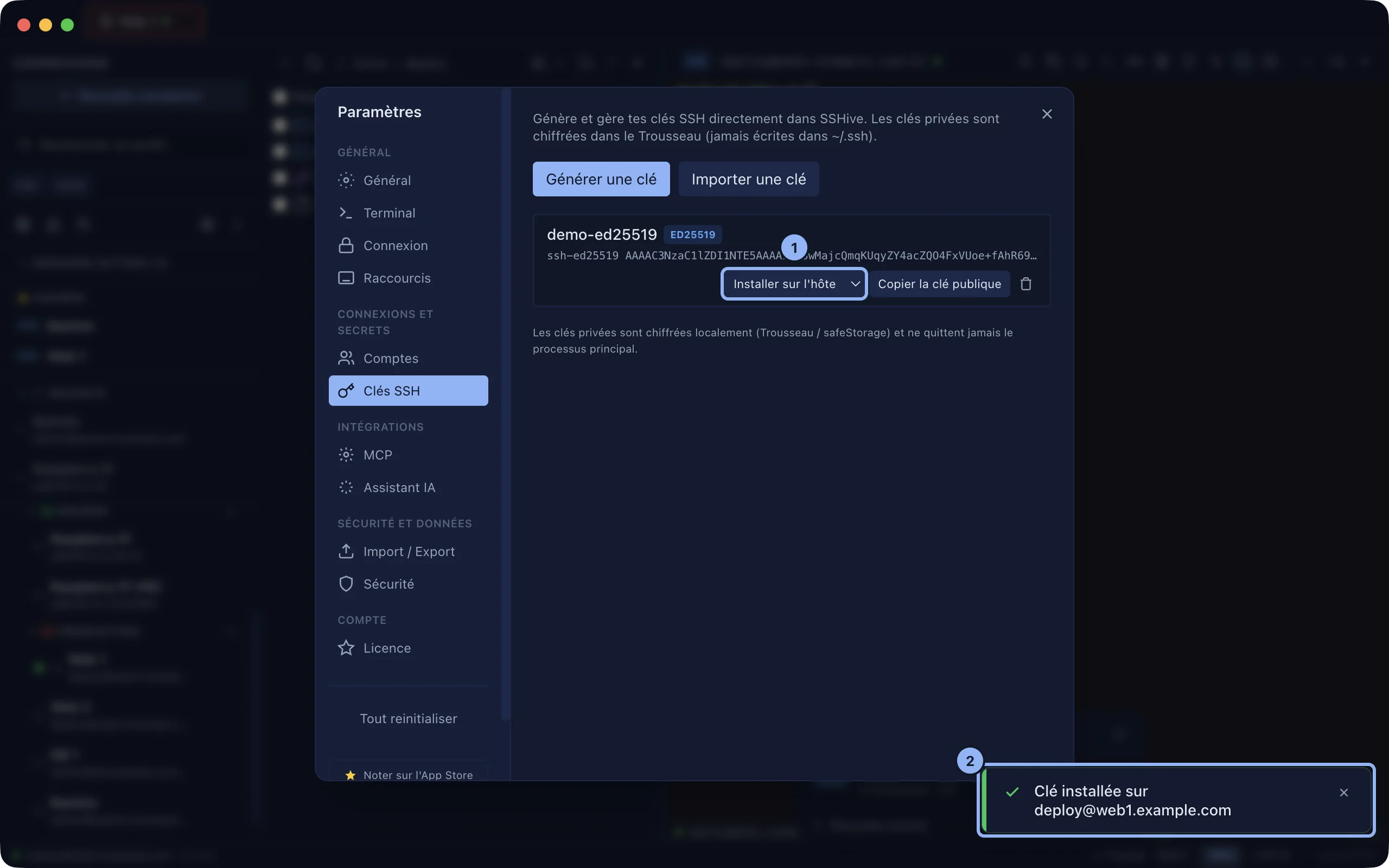 L'installation d'une clé publique sur un serveur