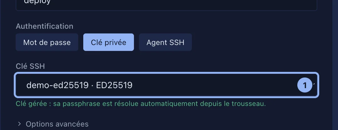 Un serveur qui utilise une clé gérée