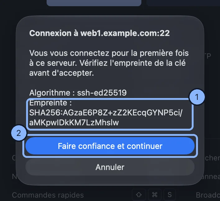 La première connexion à un serveur et son empreinte