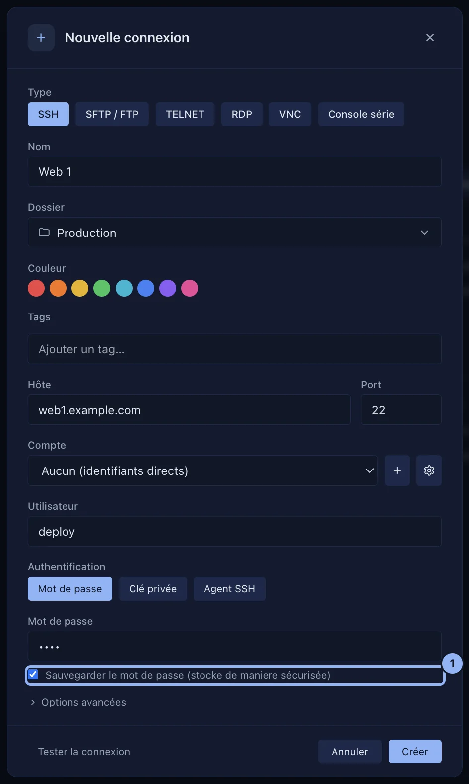 L'enregistrement du mot de passe dans un serveur