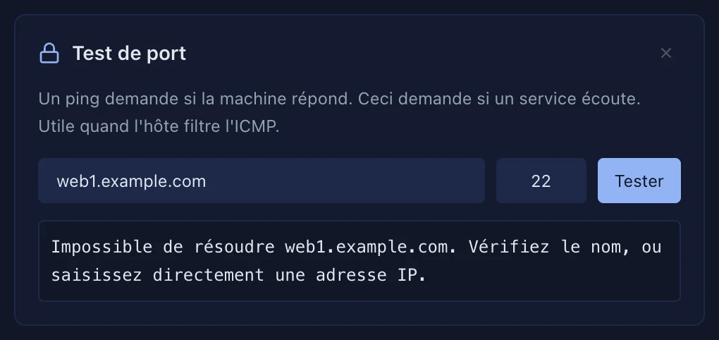 Le test d'un port