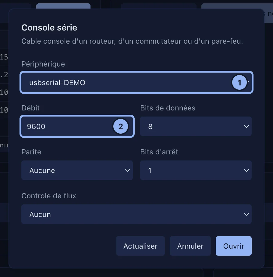 L'ouverture d'une console série