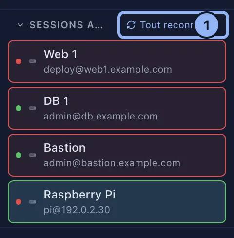 Le bouton Tout reconnecter après une coupure