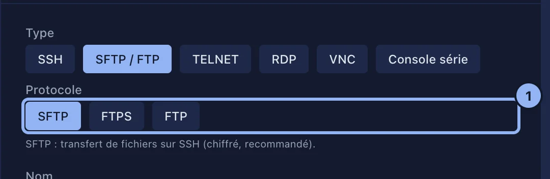 La création d'une connexion de fichiers