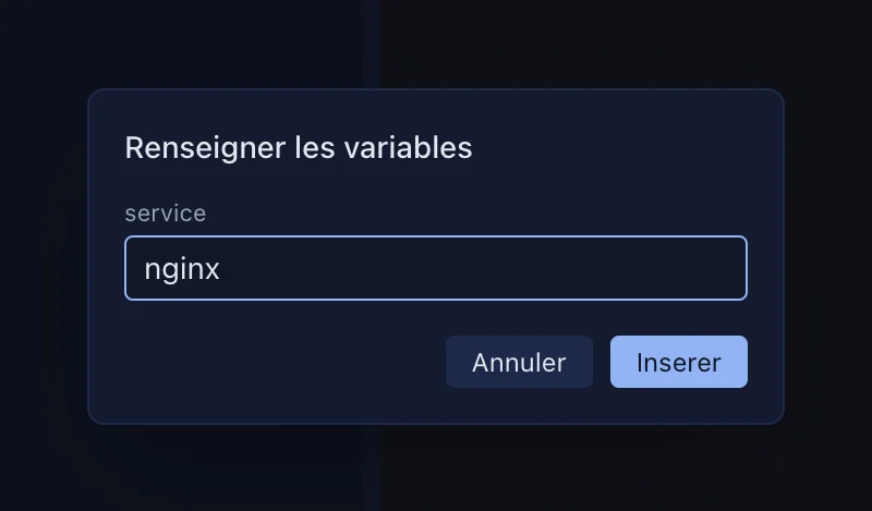 La saisie d'une variable avant l'insertion