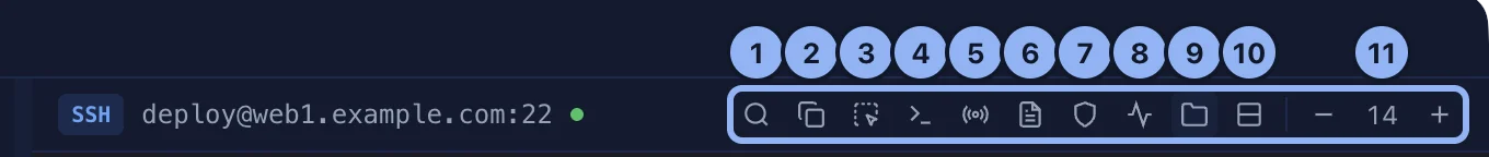 La barre d'outils du terminal